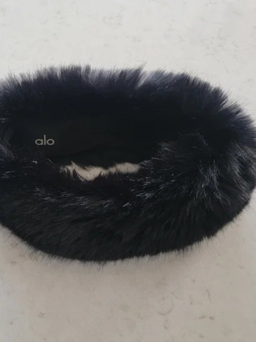 Alo Yoga Opulent Faux Fur Wintersun Fleece Lined Headband Ear Warmers In Black